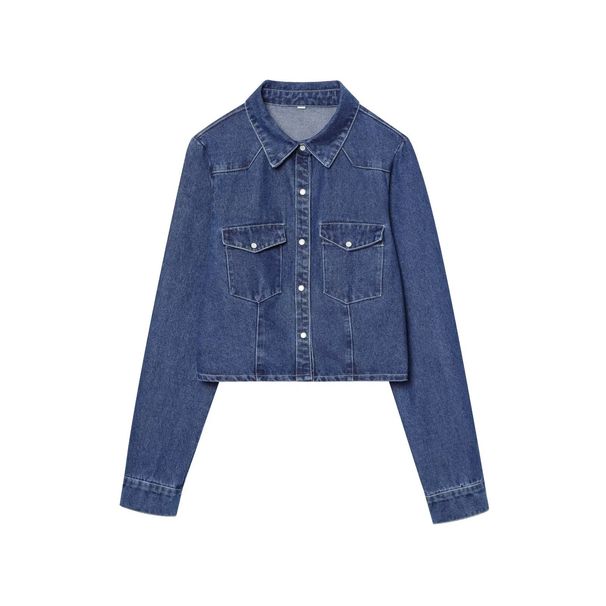 Women's Denim Short Jacket - Stylish Urban Outerwear For Casual & Office Wear (XS/S/M/L, Blue)_mkmklike.com
