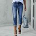 Women's High-Waisted Cropped Skinny Jeans Slim Fit Fashionable Trousers_mkmklike.com
