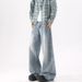 Trendy Brand Washed Scimitar Jeans Men's American High Street Loose Wide-leg Pants Cleanfit Casual Versatile Pants_mkmklike.com