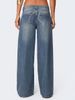 Women's Loose Wide Leg Denim Trousers Fashion Printed Jeans Ladies High Waist Straight Leg Pants_mkmklike.com