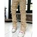 Men's Clothing New Street Men's Jeans Fashion Trend Straight Pants Micro Flaring Tassel Patch Pants_mkmklike.com