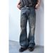 Vintage Flared Jeans For Women - High Waist Stretchy Slim Fit Bootcut Denim Pants With Retro Distressed Look_mkmklike.com