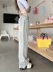 American-style Washed Denim Jeans For Women, Yellow Mud-dyed Straight-leg Pants, Trendy High Street Distressed Casual_mkmklike.com