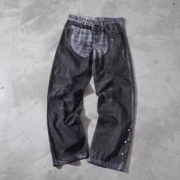 Men’s Relaxed Fit Straight-Leg Jeans – Minimalist Inspired Casual Denim Pants, Soft Washed Black_mkmklike.com