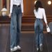 Clair Clair Scimitar Jeans For Women 2025 Spring And Autumn New High Waist Draped Straight Scythe Narrow Version Blue Wide Leg Pants_mkmklike.com