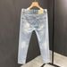 Korean Version Of Jeans, Men's Elastic Slim Fit, Trendy Brand, Beggar's Torn Holes, Scraped Edges, Versatile Casual Long_mkmklike.com