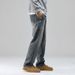 Men's Classic Retro Straight Leg Jeans - Vintage Washed Denim Pants For Casual Wear (Blue 606 & Fleece-Lined Blue 606)_mkmklike.com