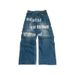 Popular Men's And Women's Faux Leather Jeans Wide Letter 3D Print Retro Hip Hop Style Trending_mkmklike.com