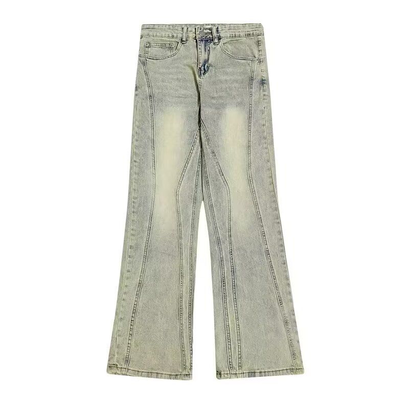 Men's Retro Trendy Wide Leg Trousers Distressed Washed American Jeans Loose Fit Street Style Spring Autumn Black Blue Cotton_mkmklike.com