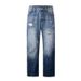 Pure Muqiu Clothing | American High Street Cleanfit Distressed Washed Jeans Men's Loose Lightning Pattern Long Pants_mkmklike.com