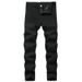 Men's Stretch Denim Jeans - High Elasticity Comfort Fit, Straight Leg, Mid Rise, Multiple Colors (Black, Red, Yellow) For Casual & Everyday Wear_mkmklike.com