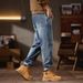 New Stacked Micro-cone Pants Men's American High Street Retro Old Embroidered Jeans Men's Fattened Plus Size Pants_mkmklike.com