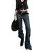 Cleanfit Style Heavy Bootcut Washed Distressed Cat-ear Denim Jeans, Slim Fit Vintage Long Pants For Men_mkmklike.com