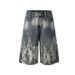 Men’s Clothing Men's Retro Sprayed Monkey Washed Denim Shorts Men's Straight Loose Flame Shorts_mkmklike.com