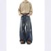 Men's Vintage Washed Distressed Jeans - Relaxed Fit Straight Leg With Whisker Detailing For Casual Streetwear & Clean Aesthetic_mkmklike.com