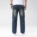 Men's Multi Pocket Jeans, Versatile In All Seasons, Non Elastic, Casual Trend, Straight Leg Denim Pants, Workwear, Outdoor Retro Nostalgic Pants_mkmklike.com