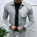 Cross-Border Autumn Casual Men's Heavyweight Twill Turn-Down Collar Long Sleeve Top European And American_mkmklike.com