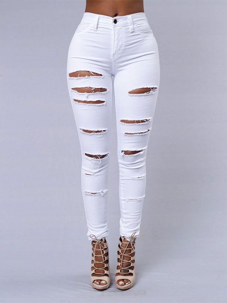 K New European And American Ripped Jeans For Women, Women's Small Leg Pants, Women's Jeans_mkmklike.com