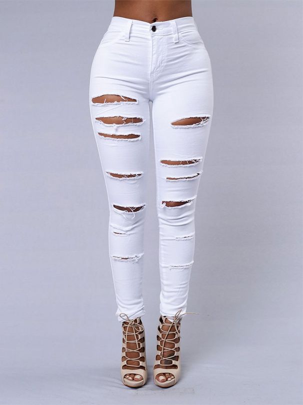 K New European And American Ripped Jeans For Women, Women's Small Leg Pants, Women's Jeans_mkmklike.com