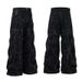 Vintage Distressed Black Jeans For Men – Oversized Streetwear Trousers With Artful Creasing (M-XXL)_mkmklike.com
