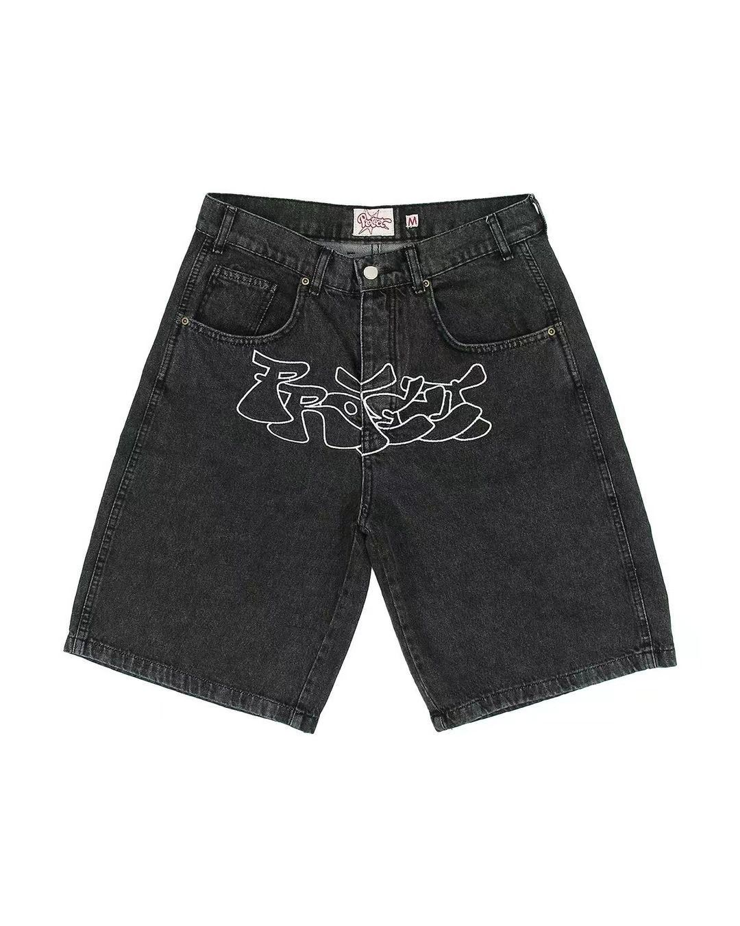 Men's Clothing Factory Direct Sales European And American Summer Hip Hop Casual Denim Shorts Men's High Street Retro Simple Wide Leg Shorts_mkmklike.com