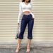 High Waist Cropped Flared Jeans Women's Slim Fit Denim Front Patch Pocket Design European American Style Summer New_mkmklike.com