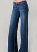 Women's Stretchy Wide Leg Denim Pants - Trendy Mid Rise Loose Fit Jeans With Pockets (Regular & Cropped Length, S-2XL, Dark Blue)_mkmklike.com