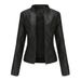 Women's Clothing slim motorcycle thin spring and autumn large size stand collar leather jackets_mkmklike.com