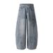 Paint Splatter Ink Wash Denim Scimitar Men's Trousers Trendy Punk Split Patchwork Design Cargo Loose Wide-Leg Pants_mkmklike.com