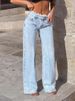 K Design Sense: Niche Fringed Denim Jeans For Women, High Waisted And Slimming, Loose Fitting Pants, Wide Leg Pants, Floor Length Pants_mkmklike.com