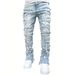 New High Street Patch Hole Jeans Men's Loose American Retro Straight Long Trousers Trend_mkmklike.com