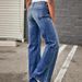 New European American W's Clothing: Loose Wide-leg Jeans With Side Seams And Frayed Hem, Slimming Pants For_mkmklike.com