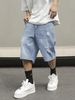 Men's Clothing American Style Washed Distressed Denim Shorts Summer Loose Fit Plus Size Retro Casual Five Point Pants_mkmklike.com