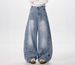 Japanese Trendy Loose Cartoon Embroidery Scimitar Jeans For Men And Women, American Vintage Washed Wide-leg Casual Pants For Men_mkmklike.com
