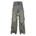 Men's Clothing High Street Washed Distressed Stitching Cat Whisker Jeans Unisex Fashion Brand Loose Wide Leg Straight Trousers_mkmklike.com