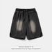 Men's Distressed Denim Shorts Split Cut Design Summer Style American Retro Workwear Trendy Five-Point Pants_mkmklike.com