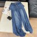 Korean Style Faux Two Piece Culottes High Waisted Straight Leg Loose Fitting Slimming Wide Leg Denim Trousers for Women Summer Trendy Design_mkmklike.com