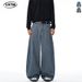 Men's Clean Fit Vertical Stripe Curved Blade Jeans Unisex Relaxed Trousers With Wide Leg Silhouette_mkmklike.com