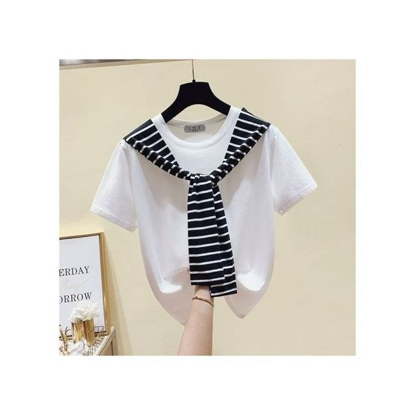 Elegant Stripe Sleeveless Top & High-Slit Denim Skirt Set With Rhinestone Detail – Summer Casual Outfit For Women (S-XXXL)_mkmklike.com