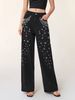 New Style High-Waisted Wide-Leg Jeans Rhinestone Decorated Casual Versatile Women's Clothing_mkmklike.com