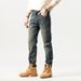 Men's Vintage Washed Slim Straight Jeans - Classic American Retro Style With Distressed Detail_mkmklike.com