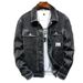 Loom Trendy Brand Denim Jacket For Men, Autumn Style, European And American Slim Fit, Turn-Down Collar, Men's Casual Black_mkmklike.com