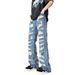 Men's Clothing Foreign Trade American Retro Heavy Industry Damage Erosion Patch Design Jeans High Street Hole Cleanfit Pants_mkmklike.com