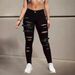 Women's Clothing Skinny Jeans With Ripped Details Black Ripped Skinny Jeans With Belt Loops - High Waist Stretch Denim Pants For Street Fashion_mkmklike.com