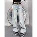 Women's Off-White Straight Leg Jeans High Waist Slimming Wide Leg Pants Casual Cotton Pear Shaped Fit plus Size 2025 New Style_mkmklike.com