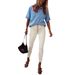 Women's Clothing Denim Shirt Women's Summer Thin Short Sleeve New Fashion Lapel Shirt_mkmklike.com