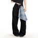 Vibe Trend Detachable Plaid Scarf Unique Scimitar Jeans Men's Niche Design Loose Wide-Leg Pants_mkmklike.com