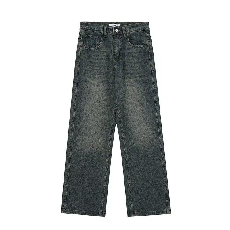 Unisex Vintage Washed Denim Jeans – Relaxed Straight-Leg Cleanfit Style With Artisan Distressing & 90s Minimalist Aesthetic_mkmklike.com