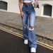 Women's Clothing Denim Wide Leg Trousers Ripped Jeans With Bootcut_mkmklike.com