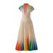 Women's Clothing rainbow print short sleeved loose skirt women's two piece suit_mkmklike.com